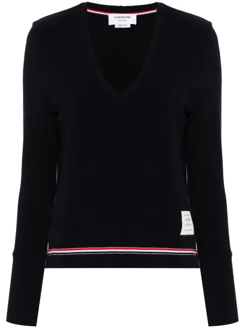Pull en coton à bande tricolore - Thom Browne - Modalova