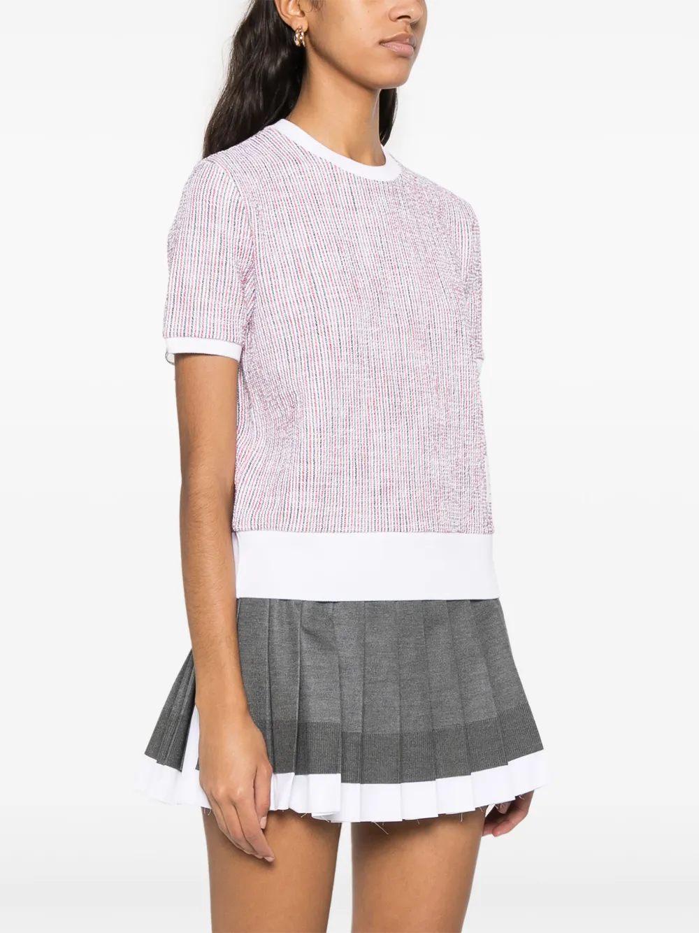 Thom Browne Tweed T-shirt met korte mouwen 960 RWBWHT