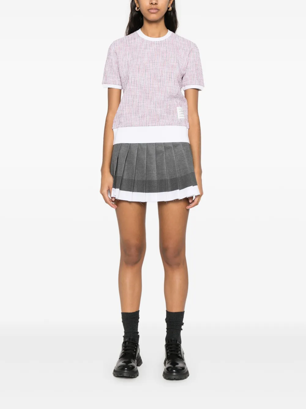 Thom Browne Tweed T-shirt met korte mouwen - 960 RWBWHT