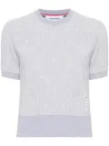 Thom Browne bouclé logo-patch T-shirt - Grey