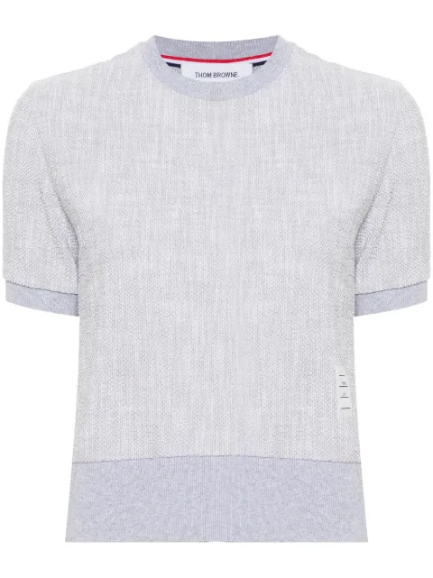 Thom Browne bouclé logo-patch T-shirt