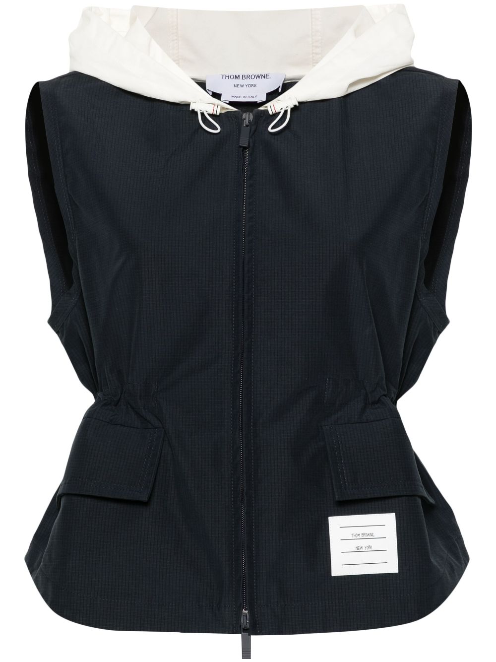 Thom Browne ripstop hooded gilet - Blue