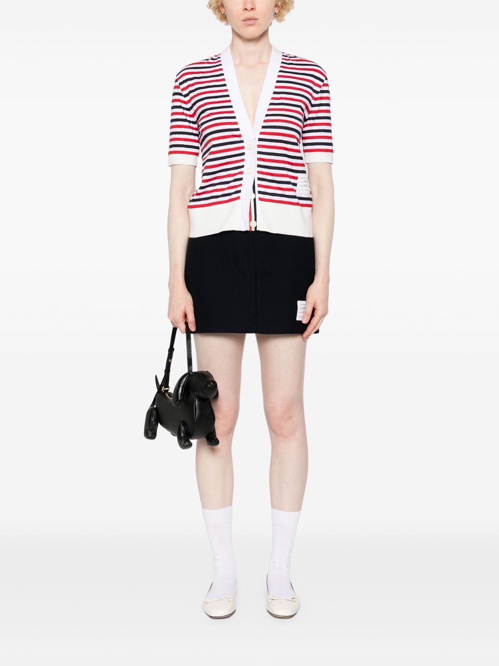 Thom Browne striped linen cardigan - White