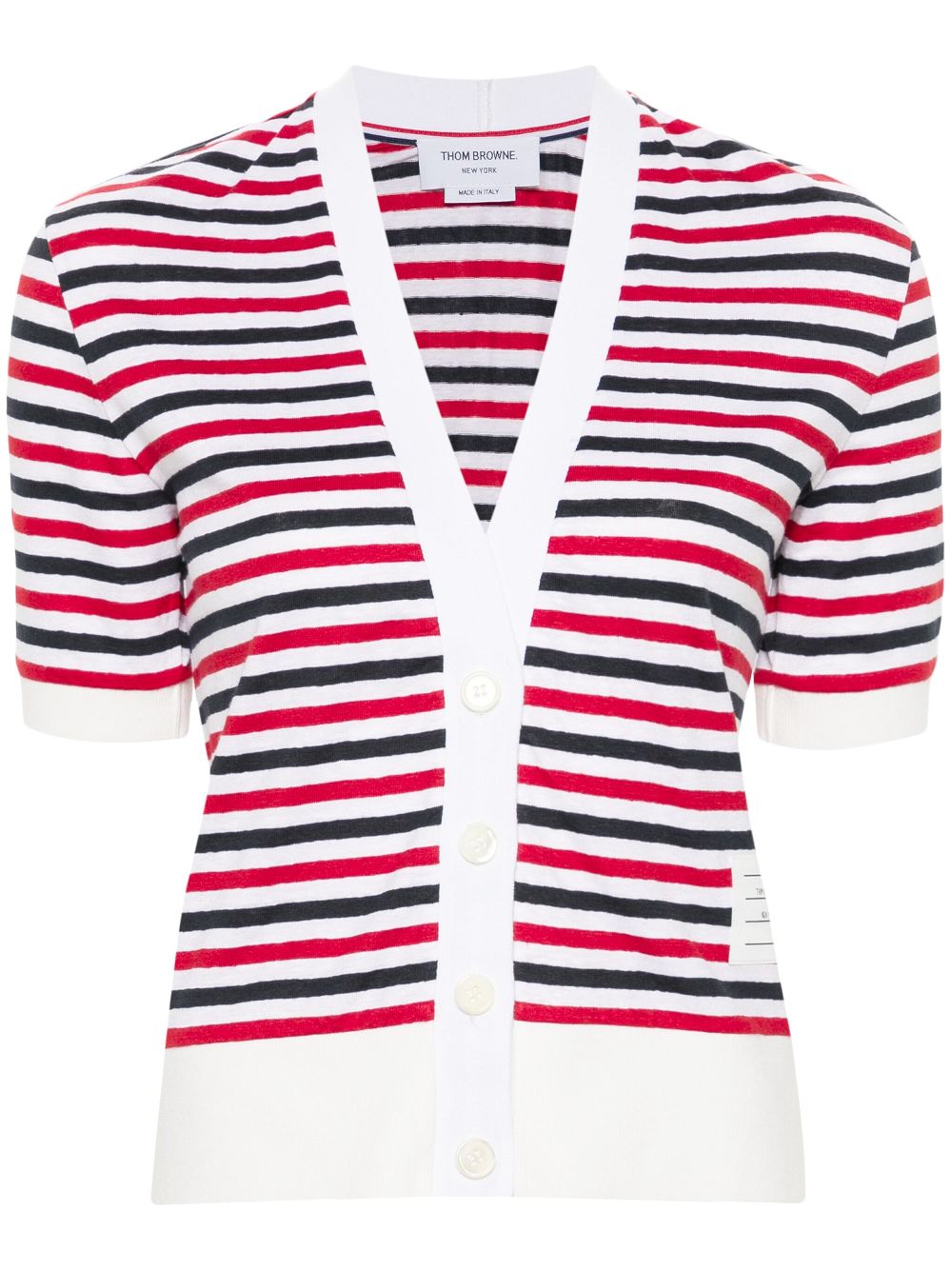 Thom Browne striped linen cardigan - White