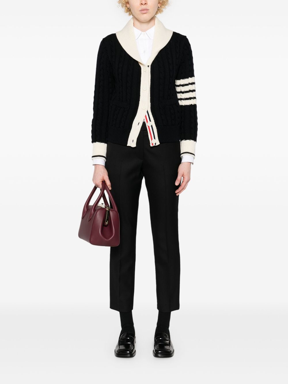 Thom Browne 4-Bar cable-knit cardigan - Blue