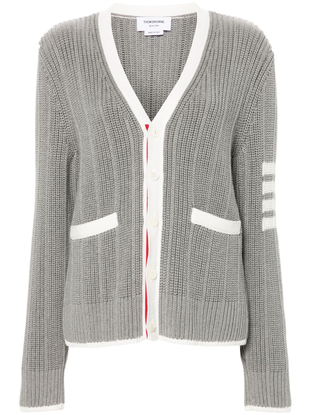 Thom Browne contrast cotton cardigan - Grey