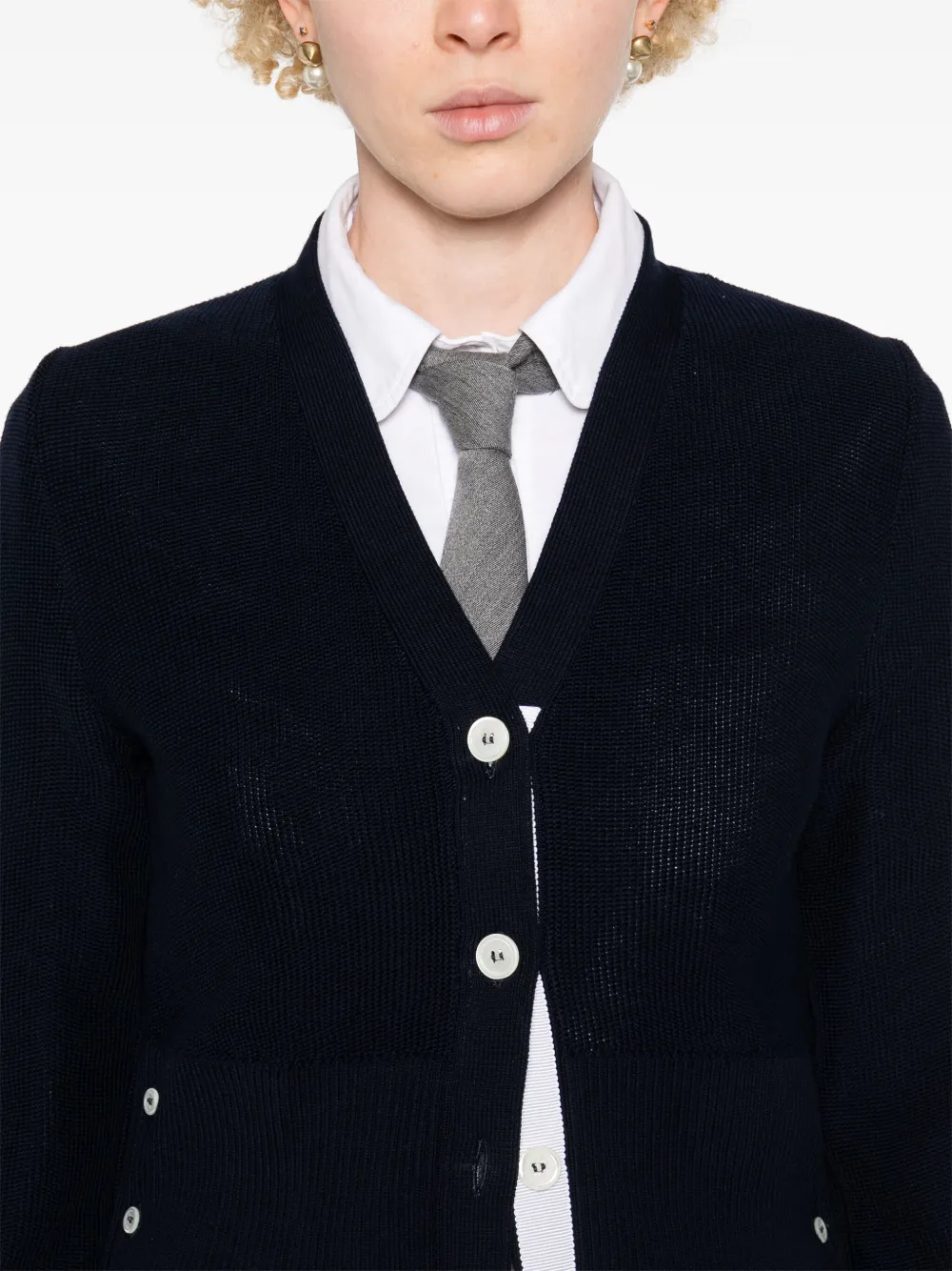 THOM BROWNE RWB-STRIPE COTTON CARDIGAN