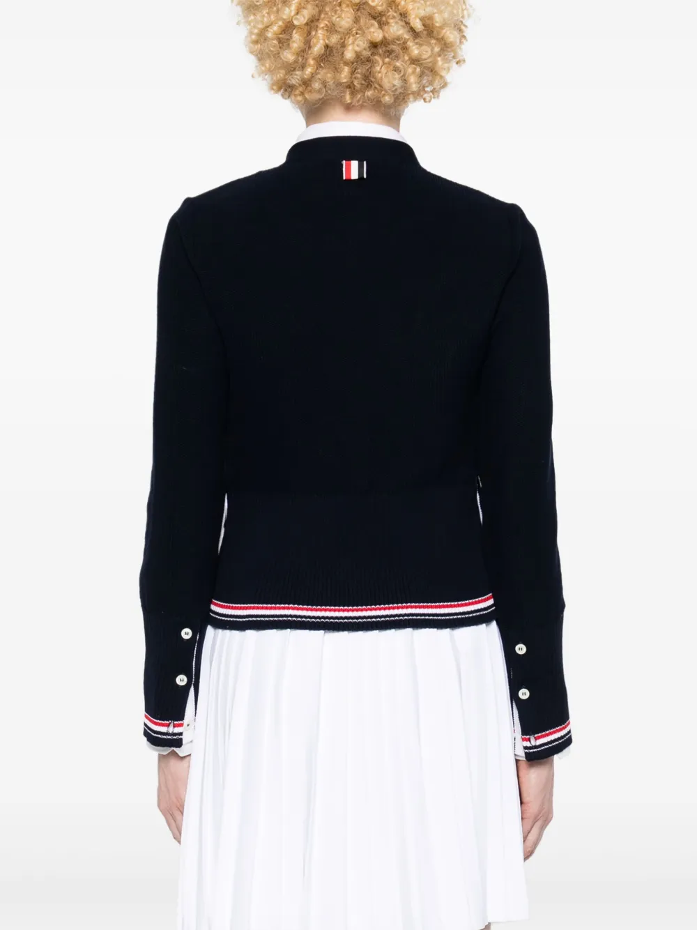 THOM BROWNE RWB-STRIPE COTTON CARDIGAN