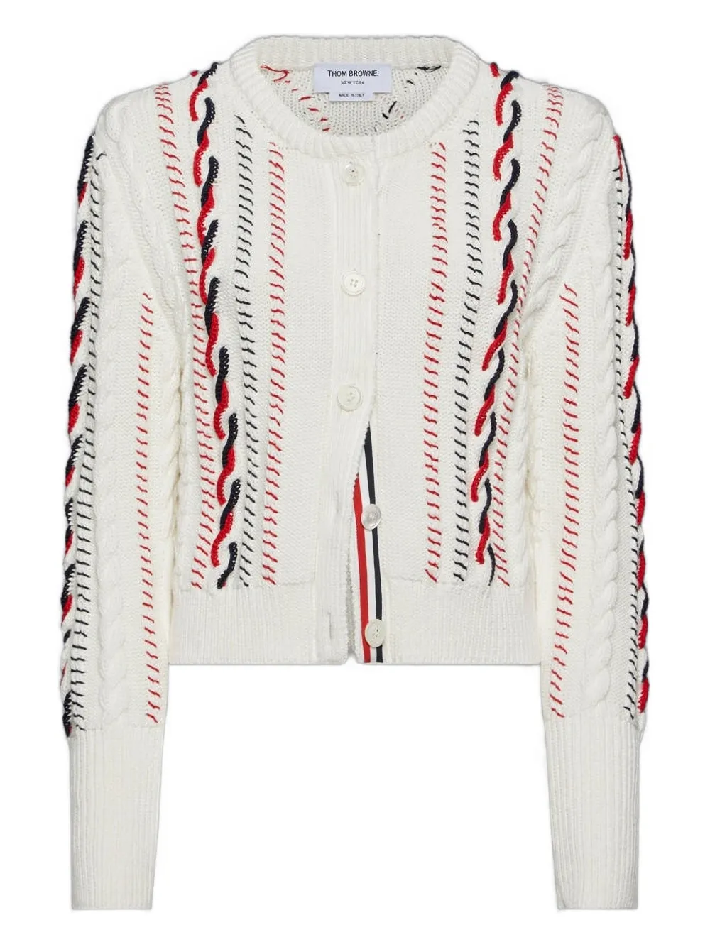 Thom Browne Cable-knit Buttoned Cardigan In Multi