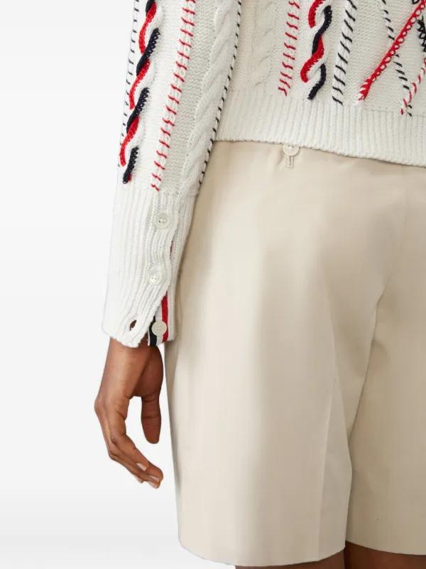 Thom Browne ケーブルニット カーディガン | ホワイト | FARFETCH JP
