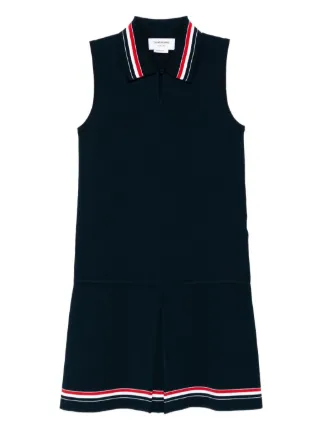 thom browne tennis dress Classic Pique Stripe V-Neck Tennis Dress