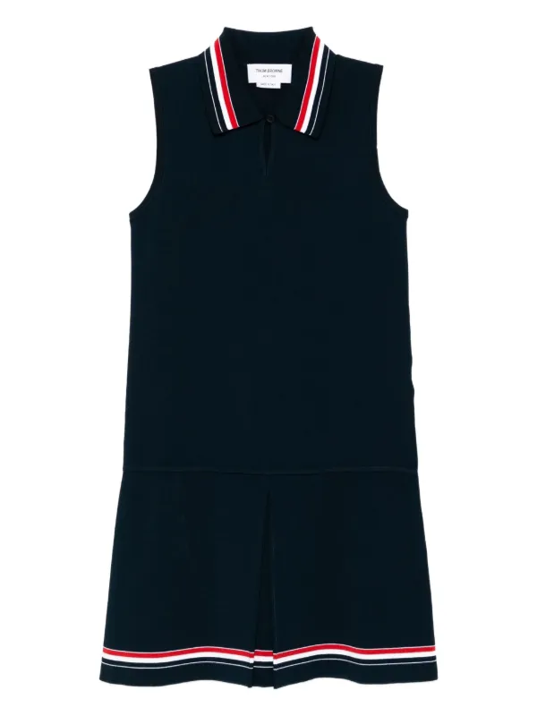 thom browne tennis dress Classic Pique Stripe V-Neck Tennis Dress main image 1