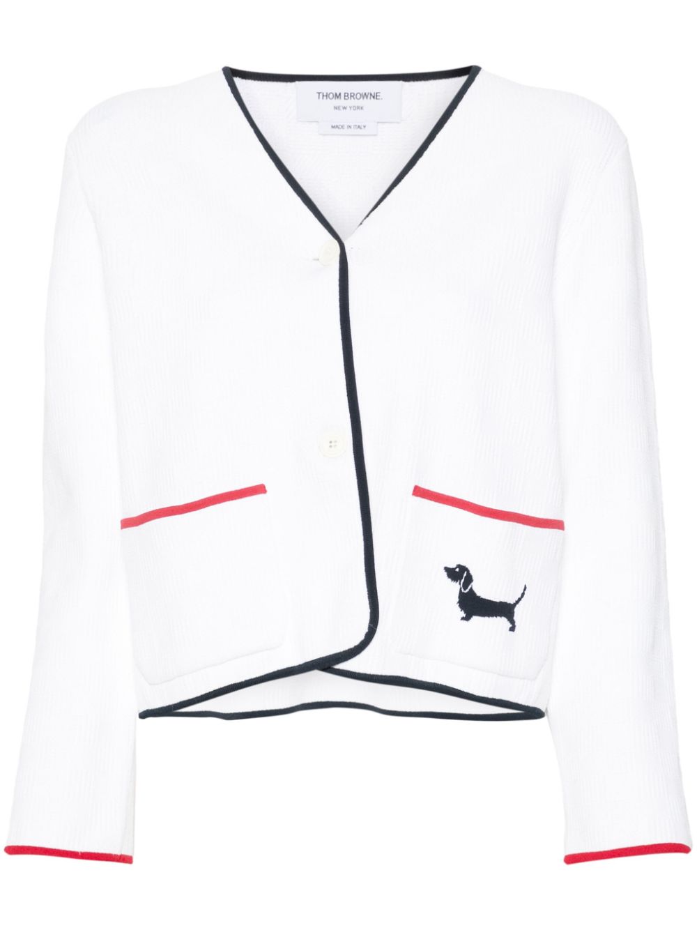 Thom Browne pointelle-knit cardigan - White