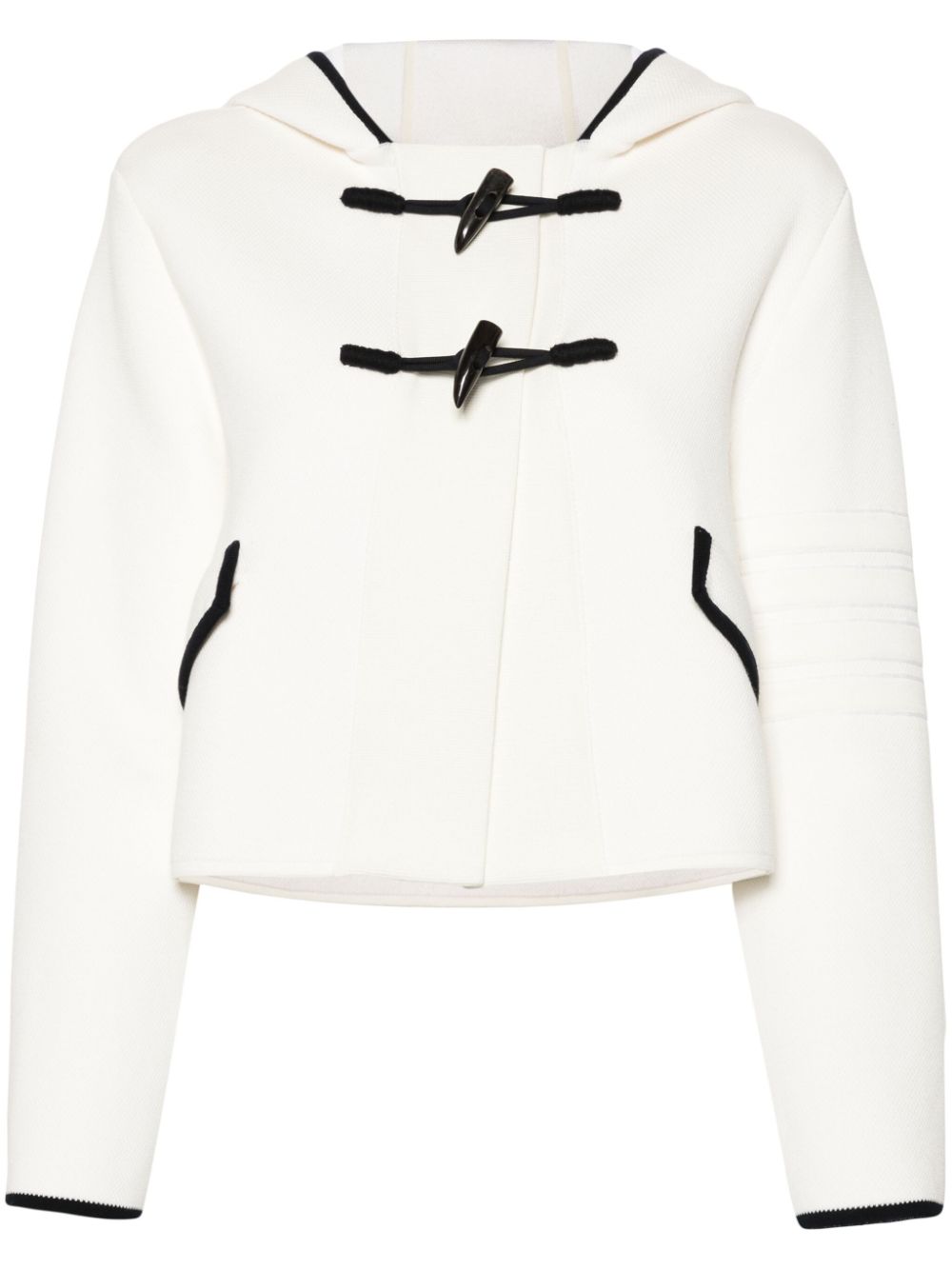 Thom Browne hooded knitted cardigan - White