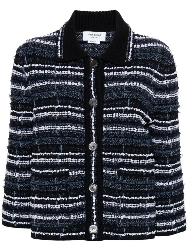 Thom Browne Bouclé Construction Tweed Jacket in Blue