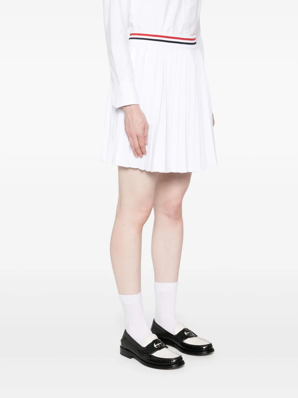 Thom Browne Plooirok met RWB-streep Wit