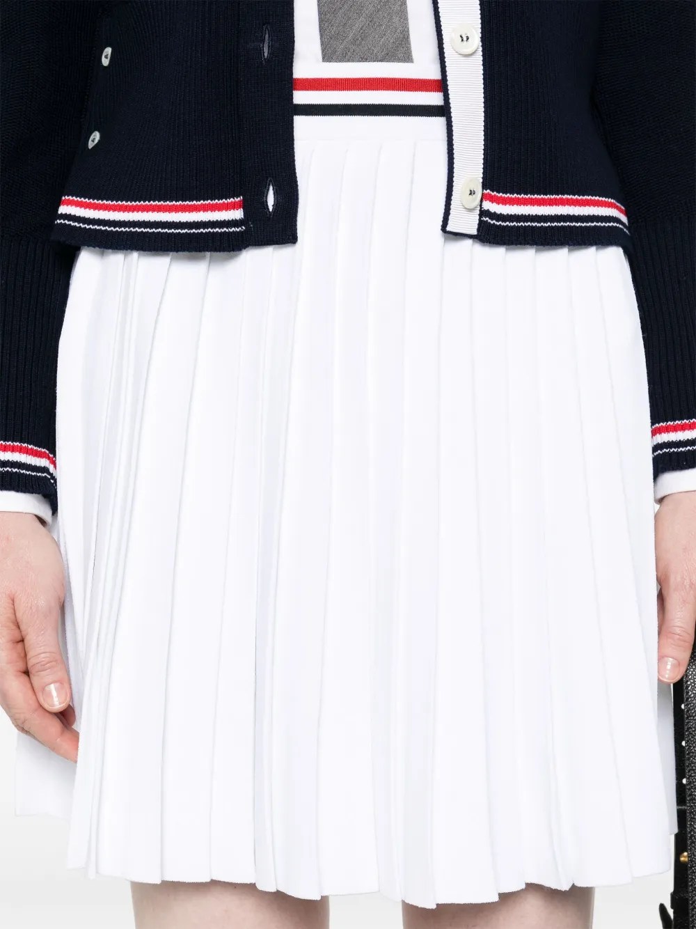 Thom Browne Plooirok met RWB-streep Wit