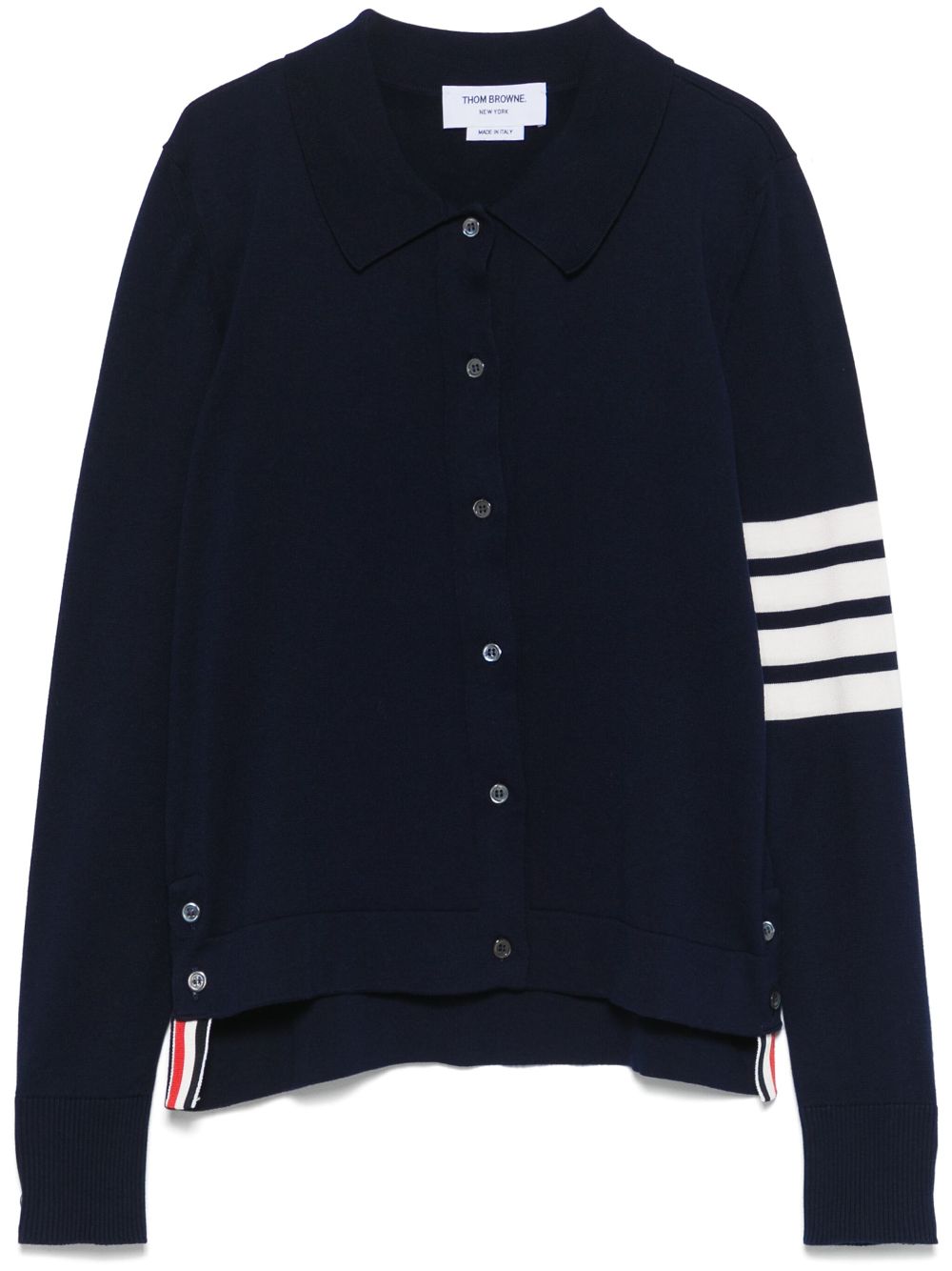 Thom Browne 4 Bar Stripes jersey polo shirt - 415 NAVY