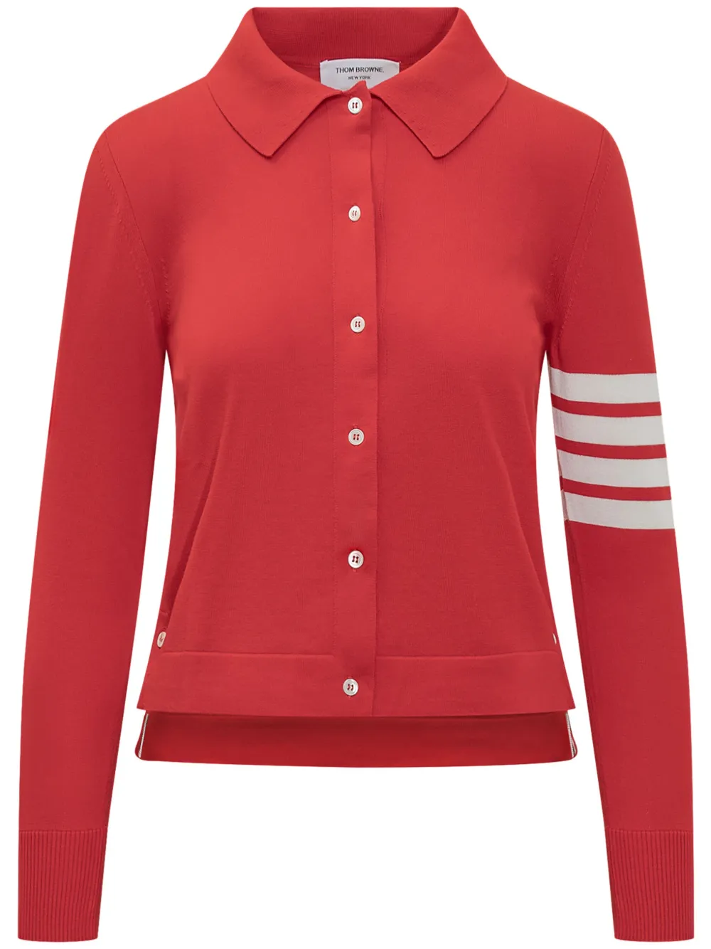 Thom Browne Red Cotton 4-bar Cardigan In 600 Red