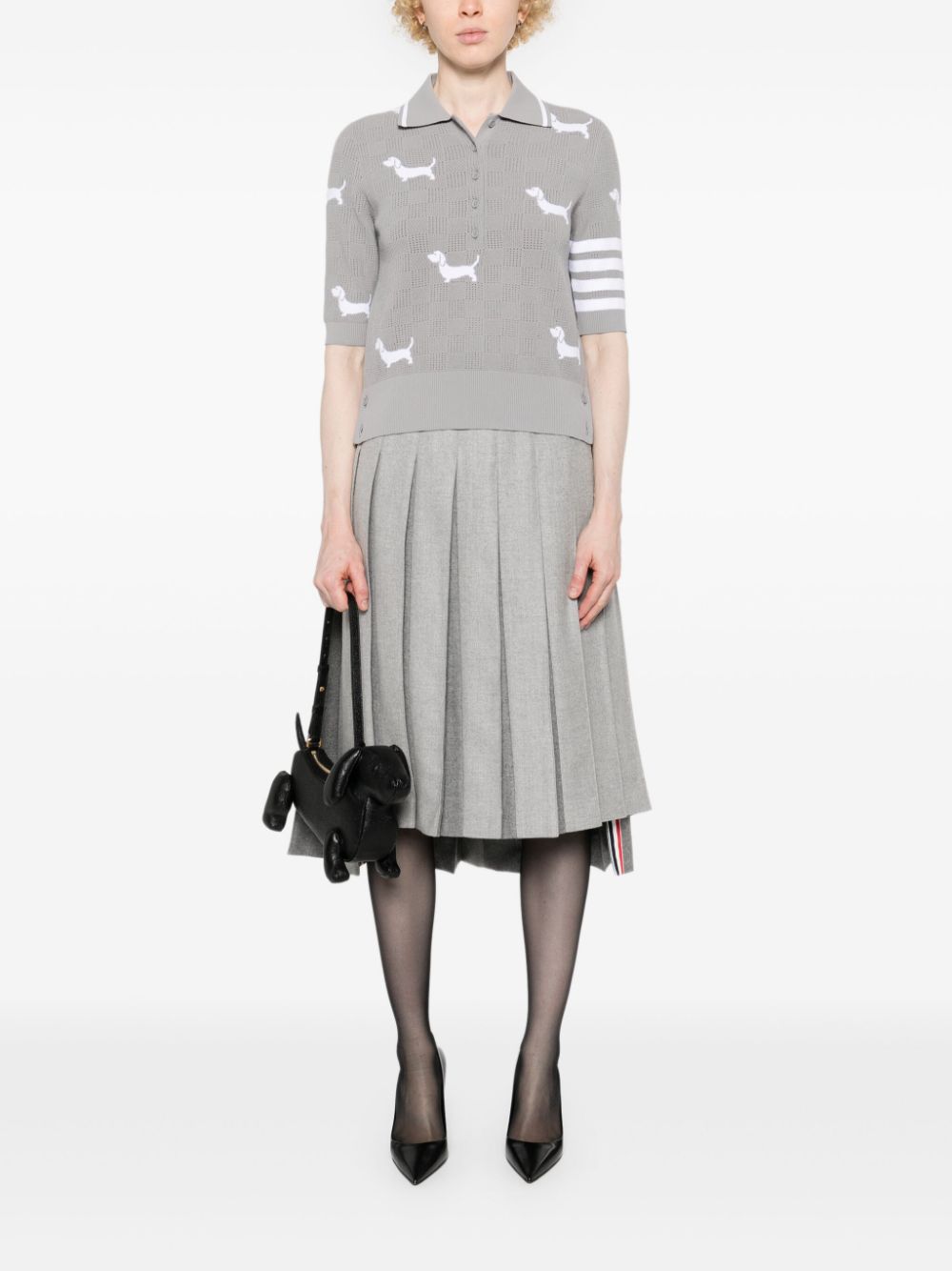 Thom Browne Hector intarsia-knit polo shirt - Grey