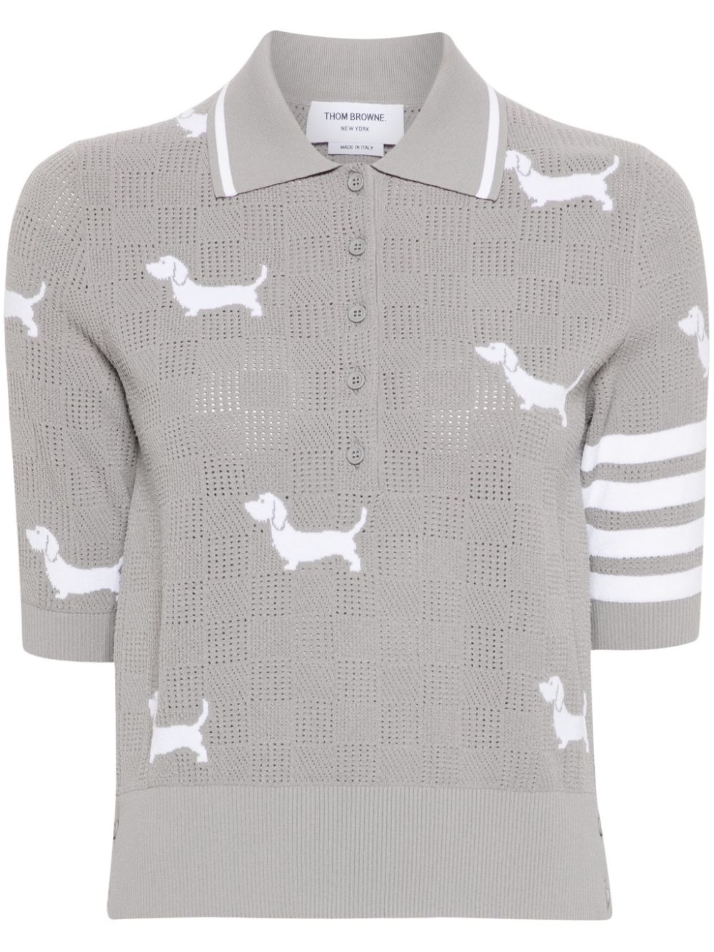 Thom Browne Hector intarsia-knit polo shirt - Grey