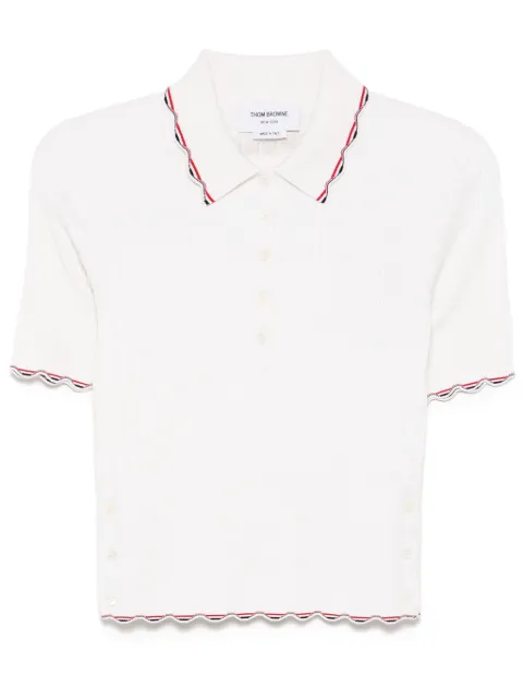 Thom Browne RWB-stripe ribbed-knit polo top