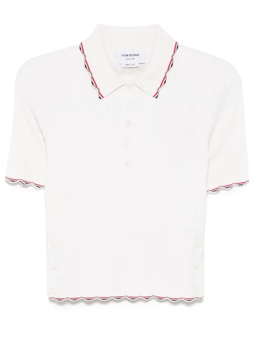 Polo en maille nervurée à bandes tricolores - Thom Browne - Modalova