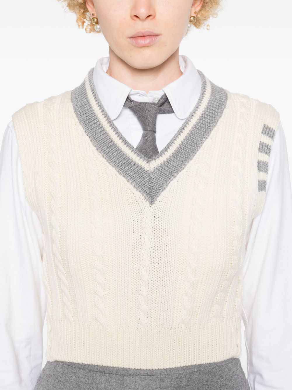 Thom Browne Kabelgebreid vest Wit