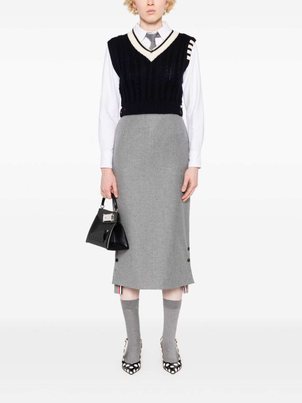 Thom Browne Kabelgebreid vest - Blauw