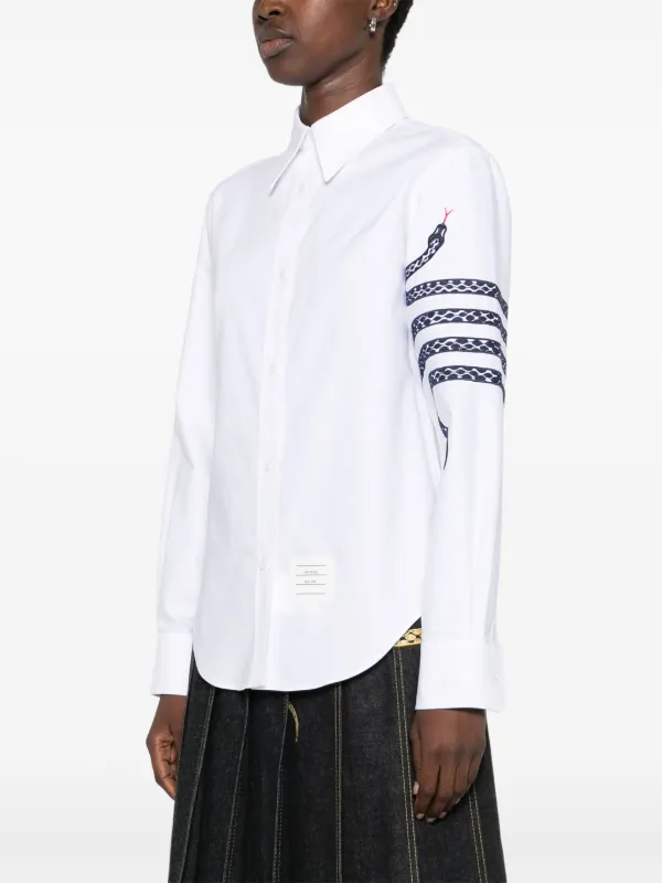Thom Browne Snake 4-Bar Cotton Shirt | White | FARFETCH
