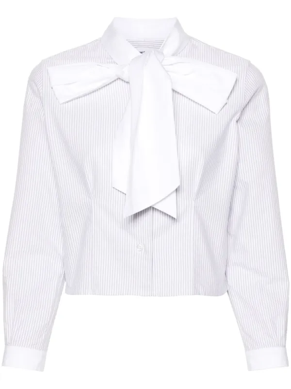 Tシャツ・カットソー THOM BROWNE FW25 Logo pussy bow blouse (FLL139A06496 100) Logo pussy bow blouse (Thom Browne/シャツ・ブラウス) | Thom