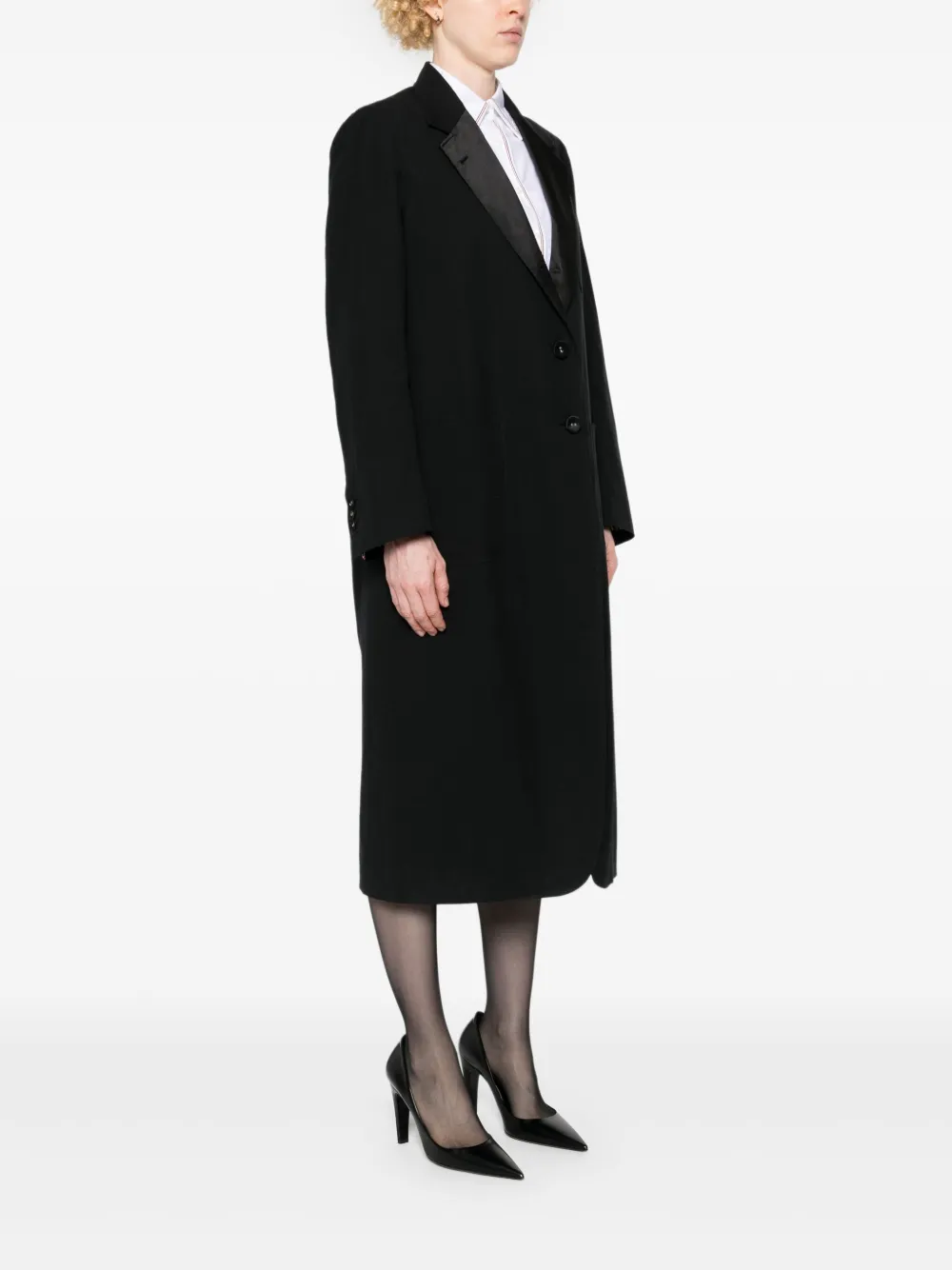 Thom Browne Mantel met enkele rij knopen Zwart