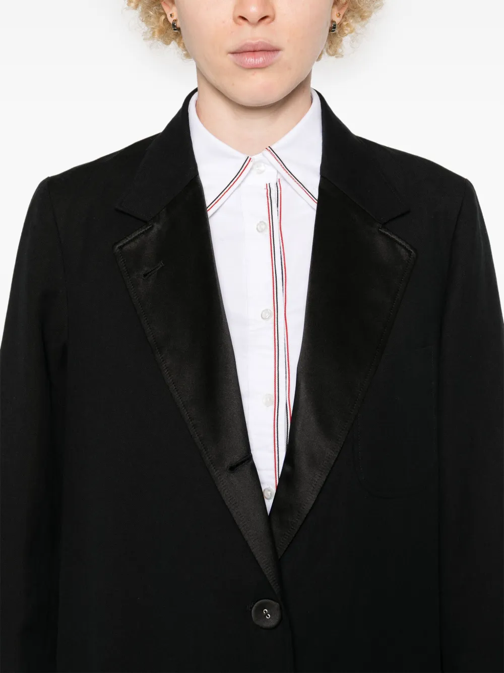 Thom Browne Mantel met enkele rij knopen Zwart