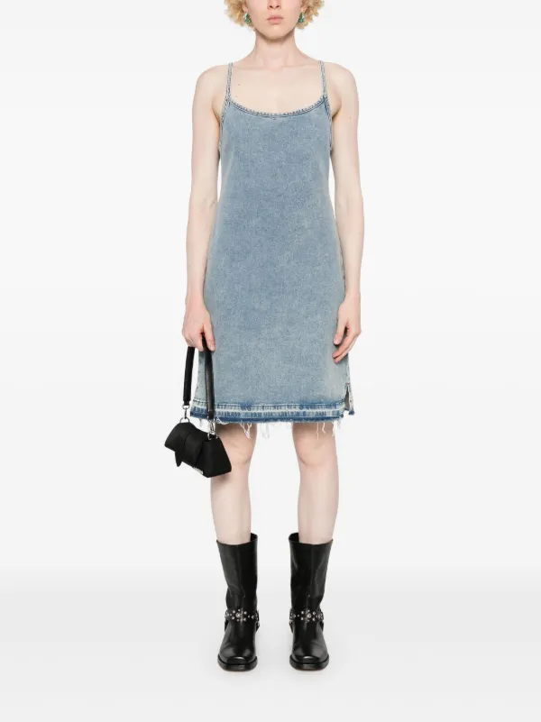 stretch denim dress uk Rebel Escape Mid Wash Stretch Denim Ruched Dress