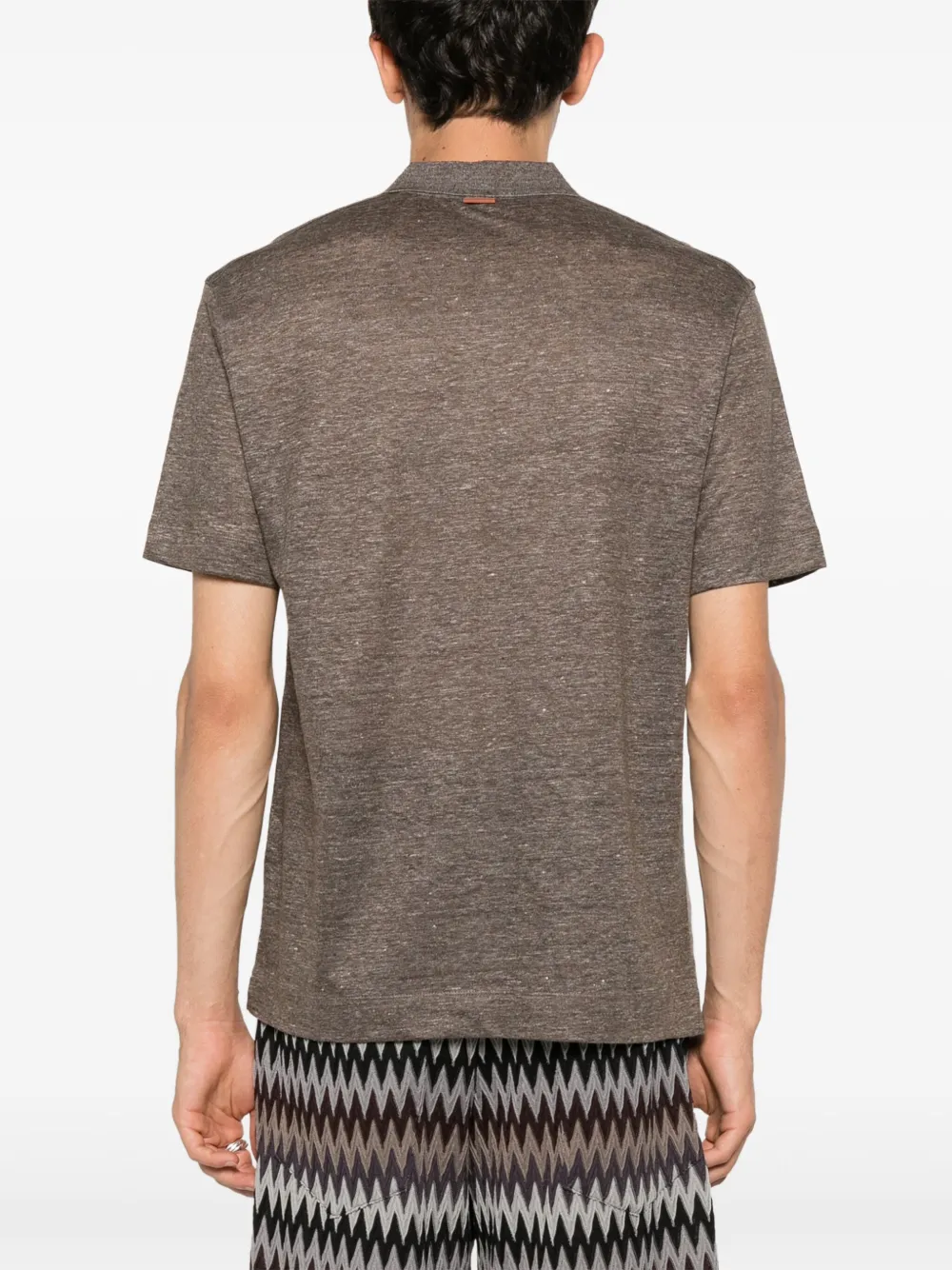 Zegna Linnen poloshirt Bruin