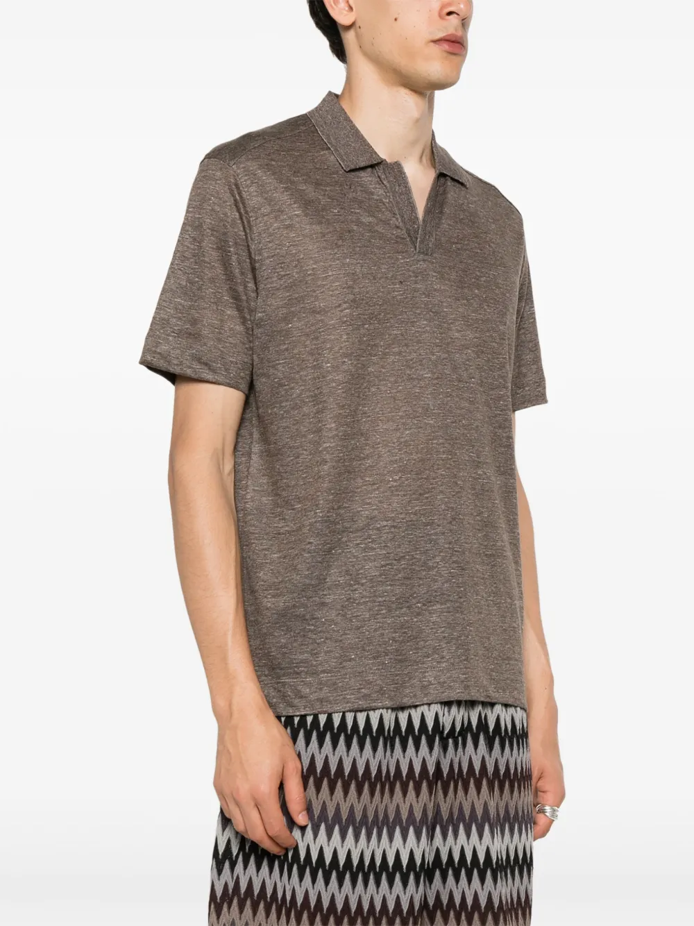 Zegna Linnen poloshirt Bruin