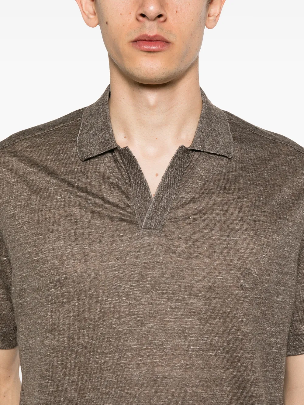 Zegna Linnen poloshirt Bruin