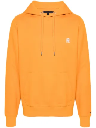 Tommy Hilfiger logo embroidered Cotton Blend Hoodie Orange FARFETCH BH