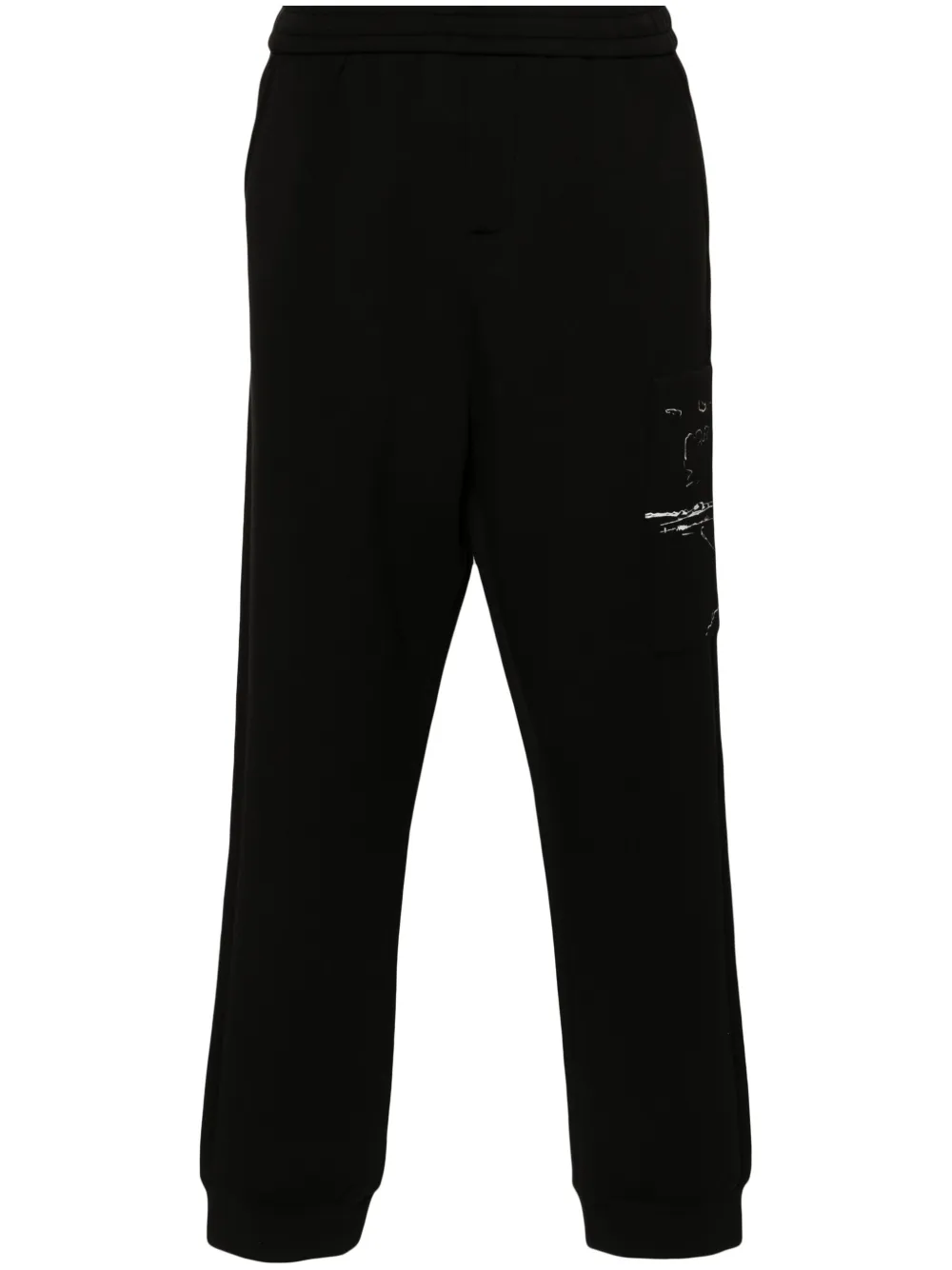 Emporio Armani Graphic-print Tapered Trousers In Black