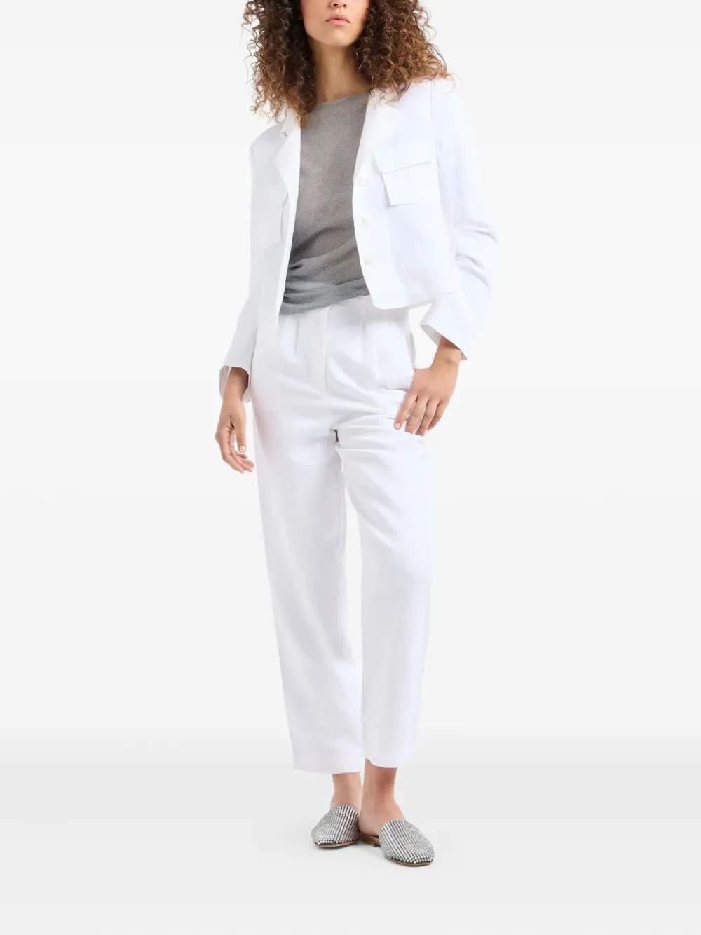 Emporio Armani Linnen pantalon met plooien - Wit