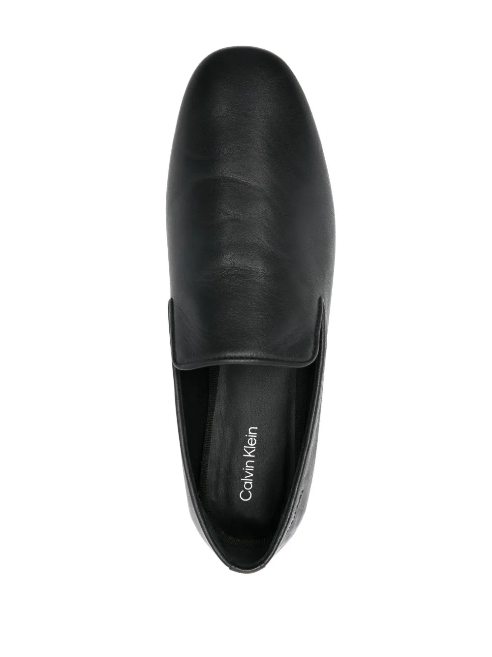 Calvin Klein Leren loafers met logo-reliëf Zwart