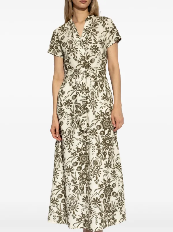 A.P.C. floral print Belted Maxi Dress Green FARFETCH CA