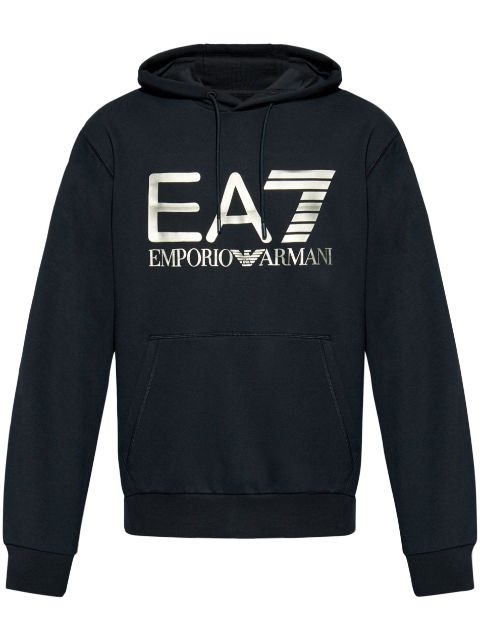 Ea7 Emporio Armani logo-print cotton hoodie