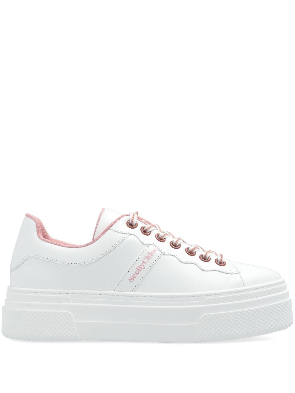 See by Chloé logo-print flatform sneakers - Bianco