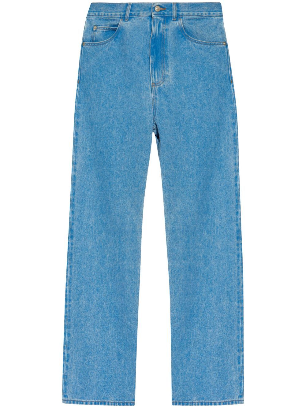 Shop Marni Logo-patch Cotton Jeans In Blue