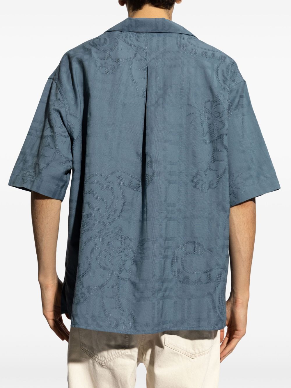 Shop Kenzo Cotton-jacquard Shirt In Blue