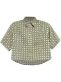 Kenzo Weave geometric-print cropped shirt - Grey