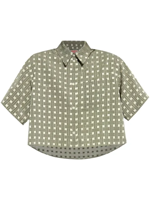 Kenzo Weave geometric-print cropped shirt