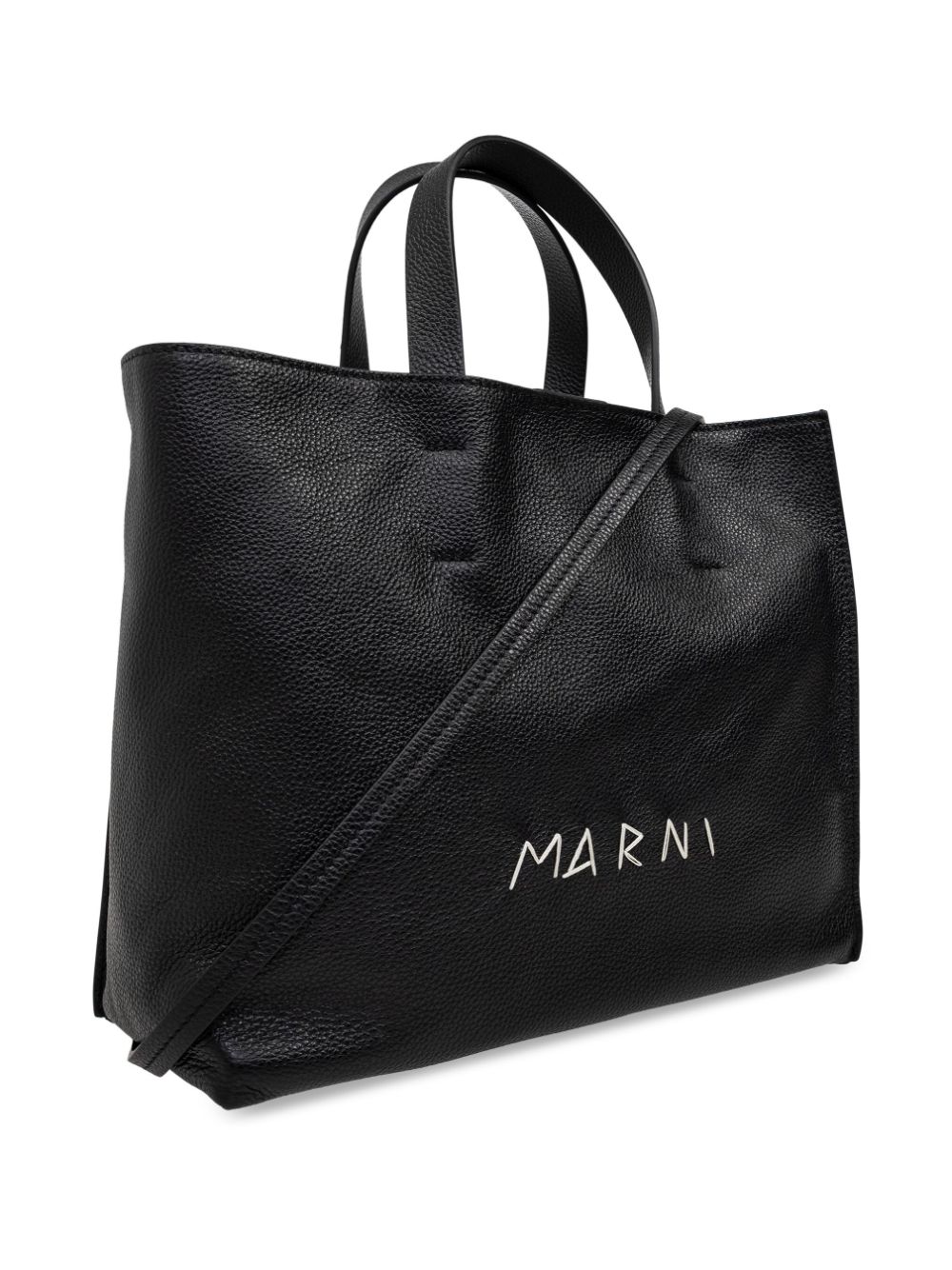 MARNI LOGO-PRINT LEATHER TOTE BAG 