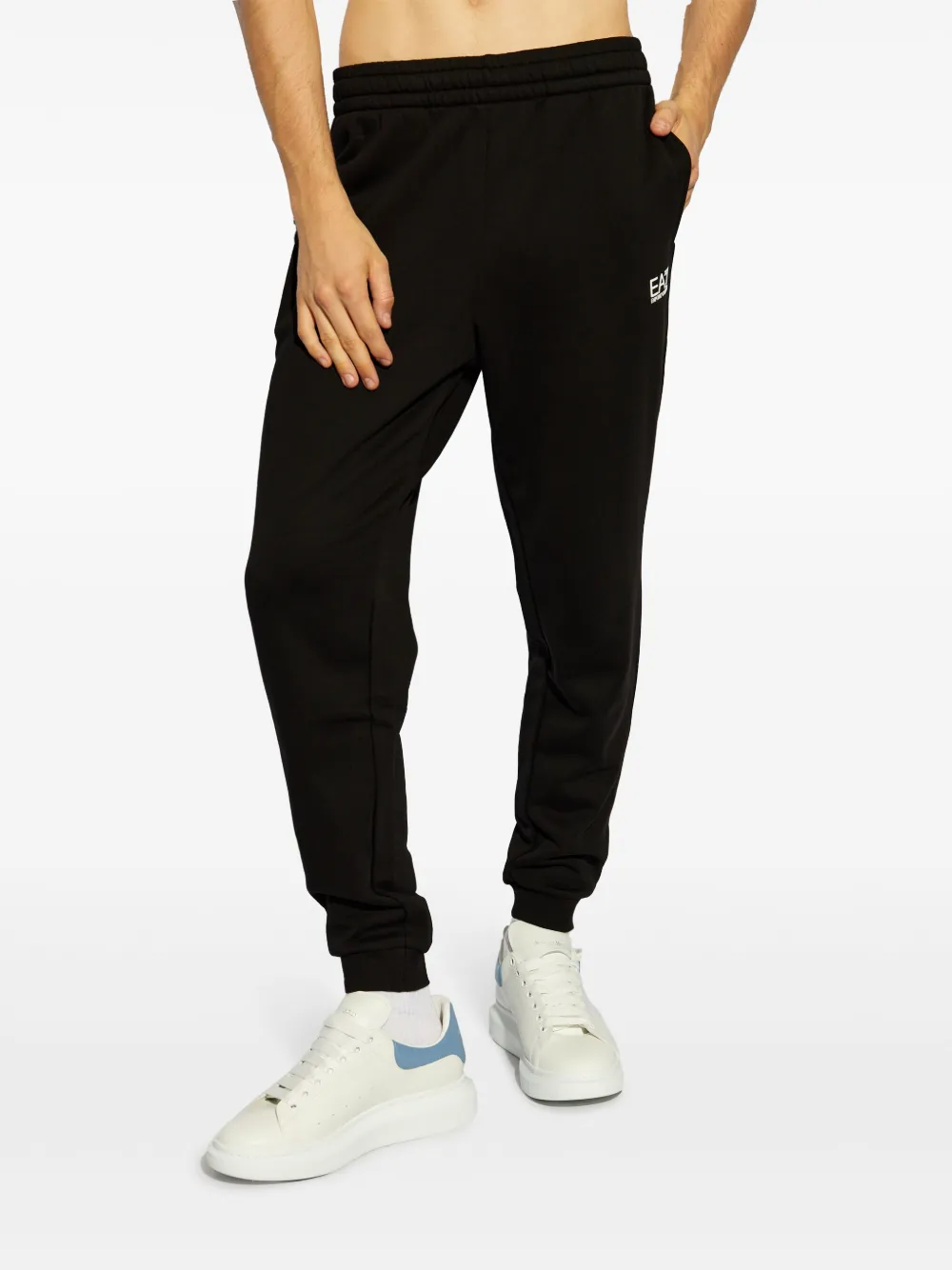Ea7 Emporio Armani Jersey trainingsbroek met logoprint Zwart